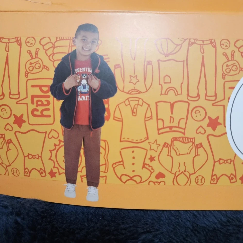 Member's‎ Mark Jacket Set Boys 12M Navy Orange Cozy 3pc Adventure Awaits Plush